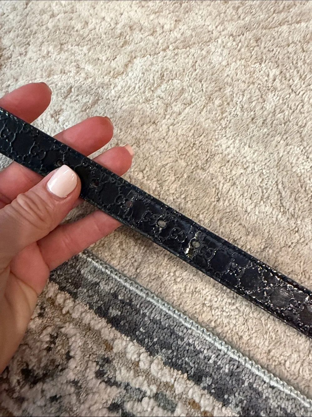 Gucci Black Leather Belt with Silver Interlocking G Buckle